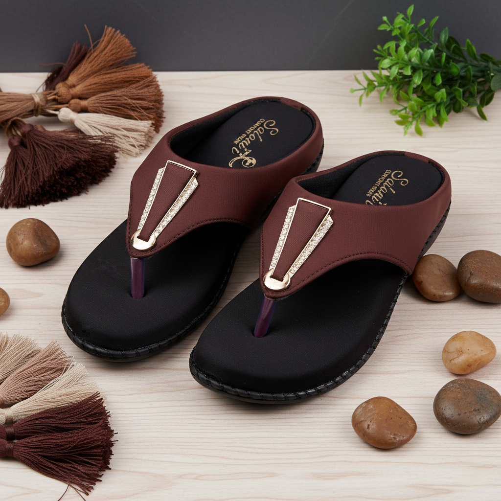 Saloni Comfort Wear Women’s Ortho Soft Sole Sandals Foot Pain Relief Stylish Doctor Chappal Comfortable Daily Wear Flats Soft Cushioned Slip-On Footwear for Women