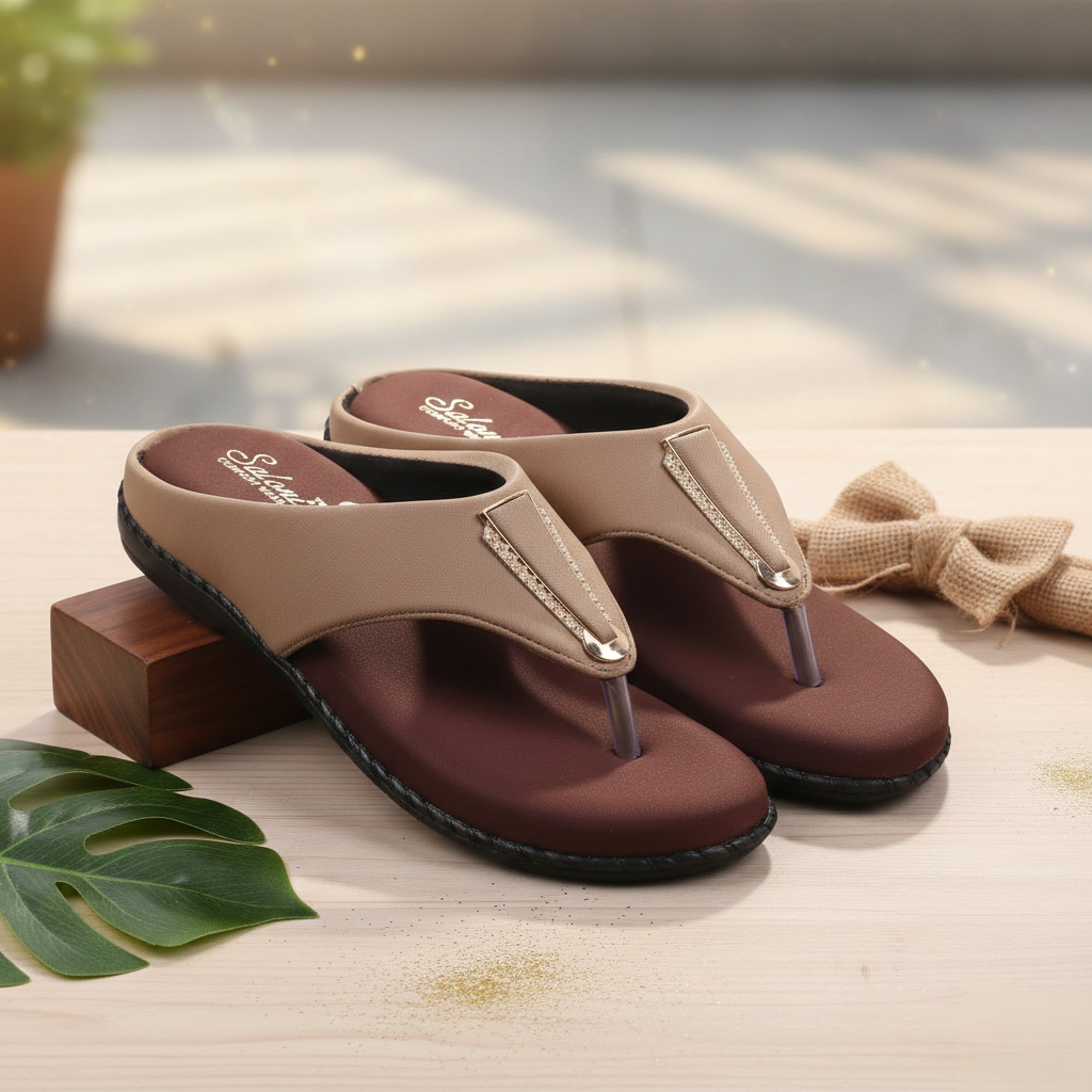 Saloni Comfort Wear Women’s Ortho Soft Sole Sandals Foot Pain Relief Stylish Doctor Chappal Comfortable Daily Wear Flats Soft Cushioned Slip-On Footwear for Women