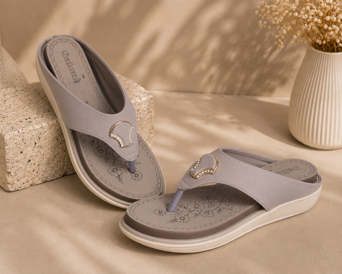 Saloni Comfort Wear Women’s Comfort Sandals Stylish Ladies Chappal with Soft Cushioned Sole & Elegant Embellished Buckle Casual Daily Wear Footwear