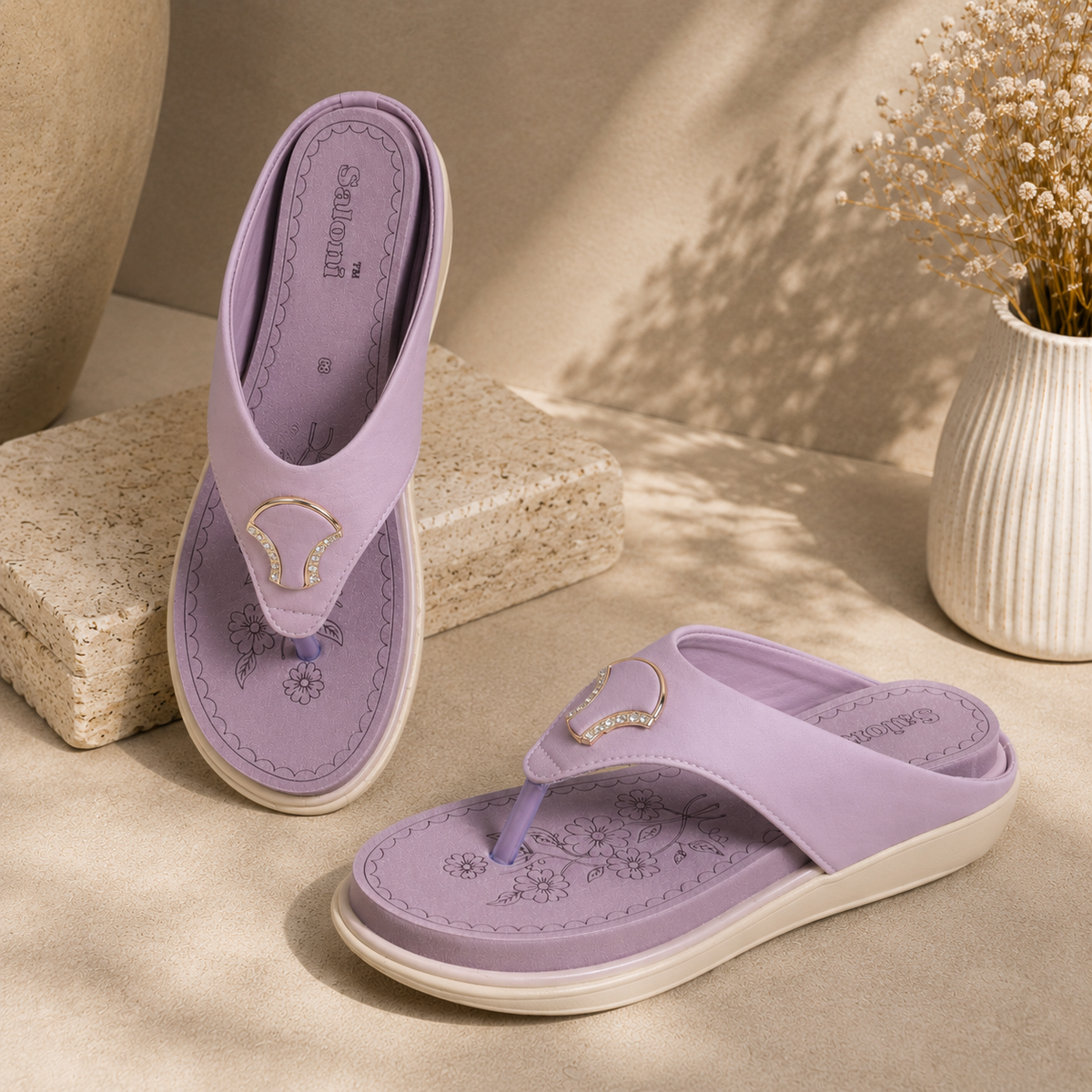 Saloni Comfort Wear Women’s Comfort Sandals Stylish Ladies Chappal with Soft Cushioned Sole & Elegant Embellished Buckle Casual Daily Wear Footwear