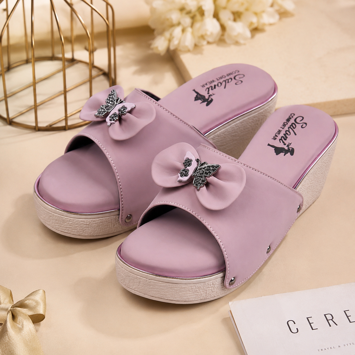Saloni Comfort Wear Women’s Casual Comfort Wedge Sandals | Stylish Platform Slippers for Daily Wear | Elegant Comfortable Ladies Footwear for Casual Outings, Travel and Everyday Use