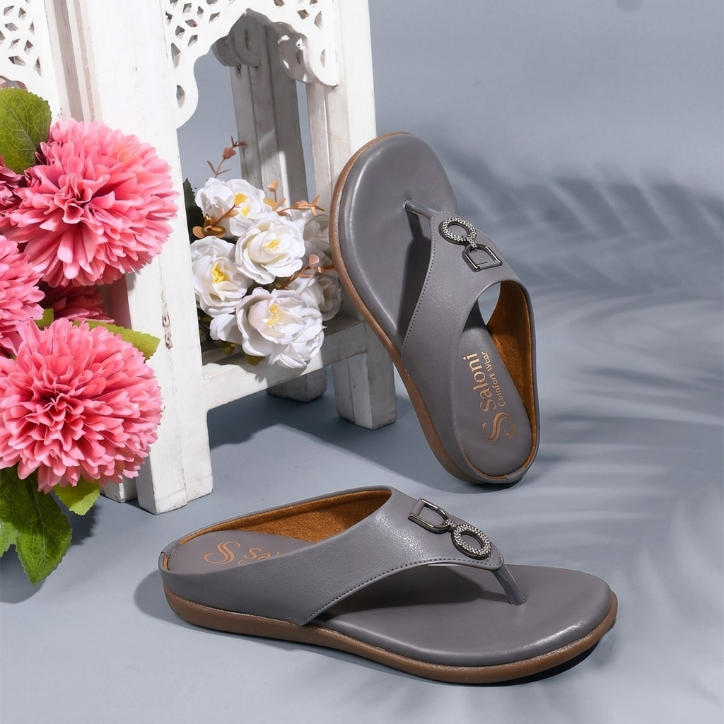 Saloni Comfort Wear Women’s Casual Comfort Sandals Stylish Flat Sandals for Daily Wear Lightweight Comfortable Ladies Footwear for Casual Outings, Travel and Everyday Use