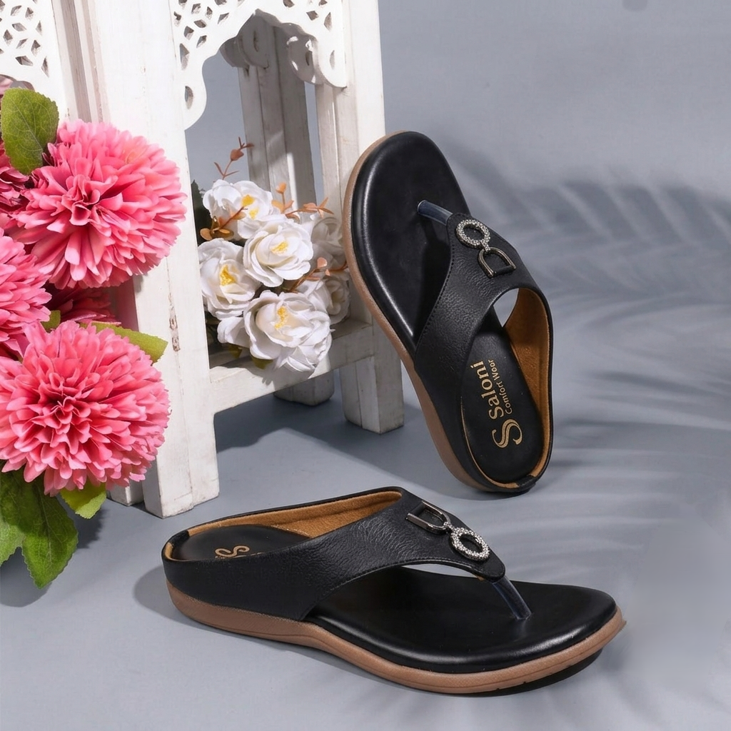 Saloni Comfort Wear Women’s Casual Comfort Sandals Stylish Flat Sandals for Daily Wear Lightweight Comfortable Ladies Footwear for Casual Outings, Travel and Everyday Use