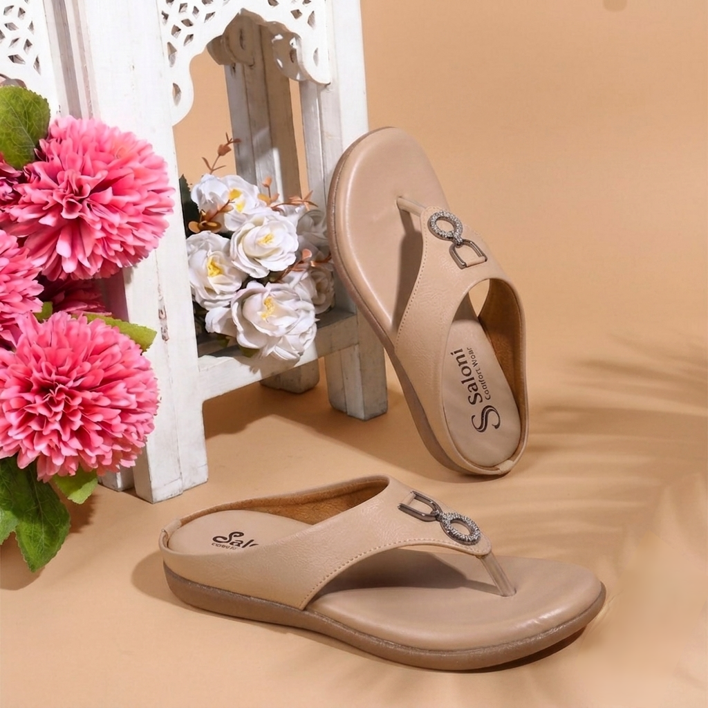Saloni Comfort Wear Women’s Casual Comfort Sandals Stylish Flat Sandals for Daily Wear Lightweight Comfortable Ladies Footwear for Casual Outings, Travel and Everyday Use