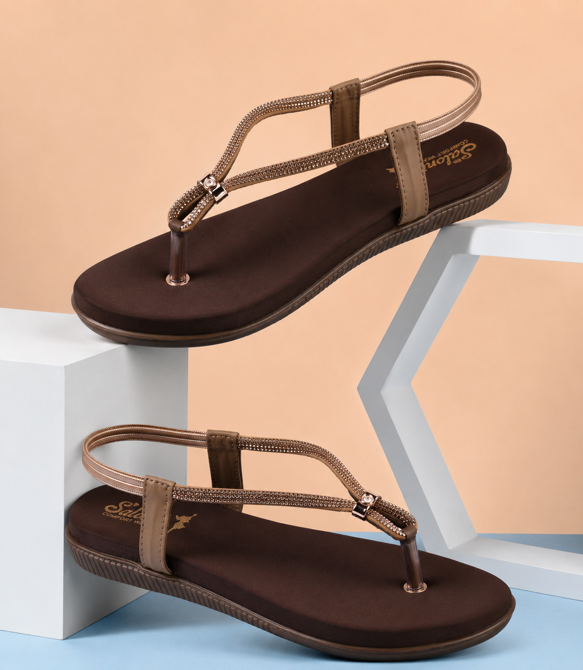 Saloni Comfort Wear Women’s Stylish Comfort Flats Fashionable Slip-On Sandals for Wedding, Party, Casual & Daily Wear Comfortable Lightweight Durable Footwear