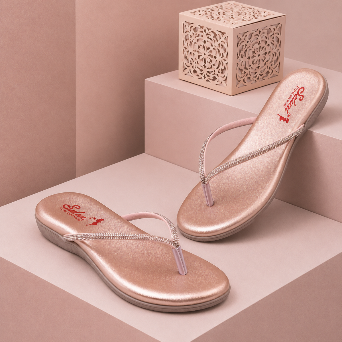 Saloni Comfort Wear Women’s Fancy Slippers Soft Cushioned Stylish Trendy Lightweight Anti-Skid Casual Footwear for Daily Wear