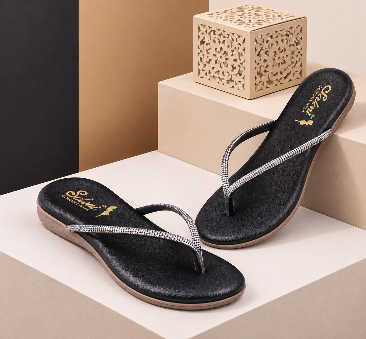 Saloni Comfort Wear Women’s Fancy Slippers Soft Cushioned Stylish Trendy Lightweight Anti-Skid Casual Footwear for Daily Wear