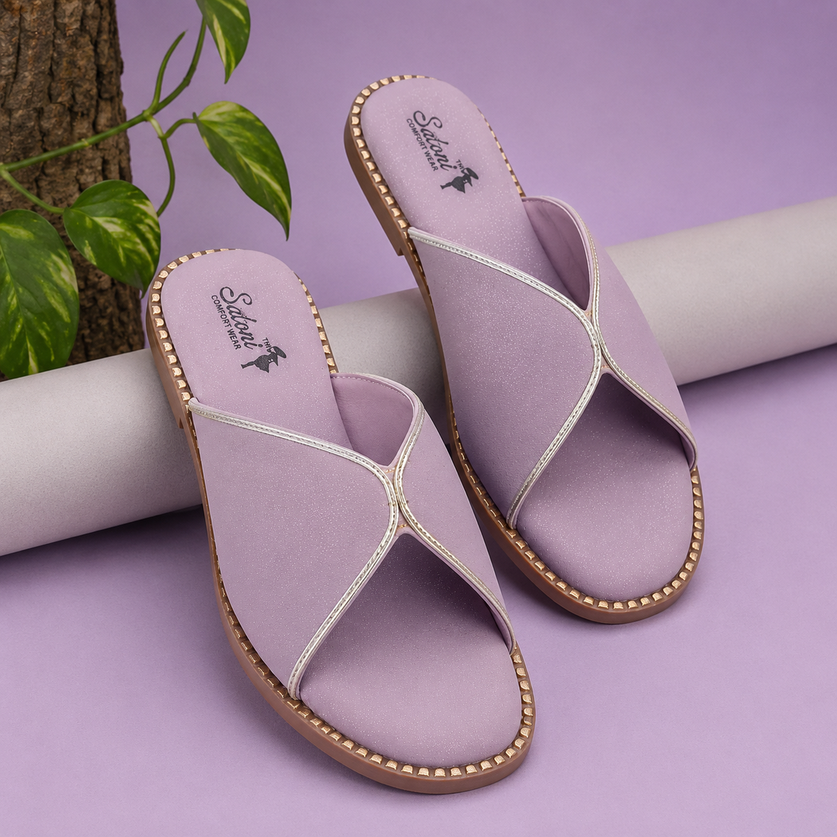 Saloni Comfort Wear Women’s Comfort Sandals Stylish Ladies Chappal with Soft Cushioned Sole & Elegant Gold Trim Casual Daily Wear Footwear