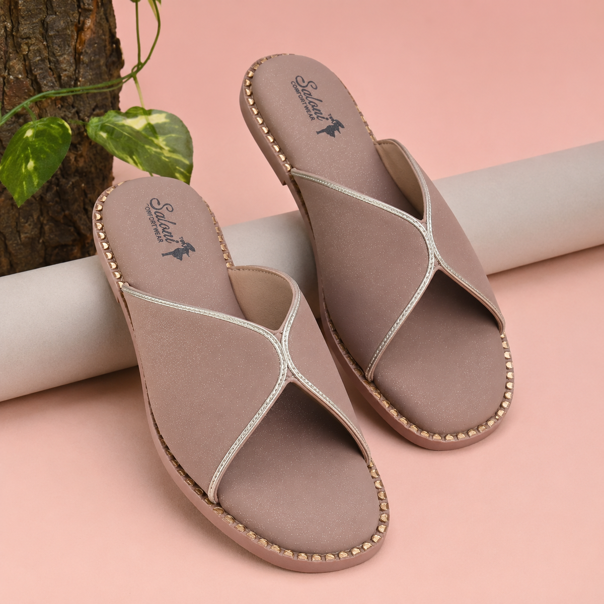 Saloni Comfort Wear Women’s Comfort Sandals Stylish Ladies Chappal with Soft Cushioned Sole & Elegant Gold Trim Casual Daily Wear Footwear