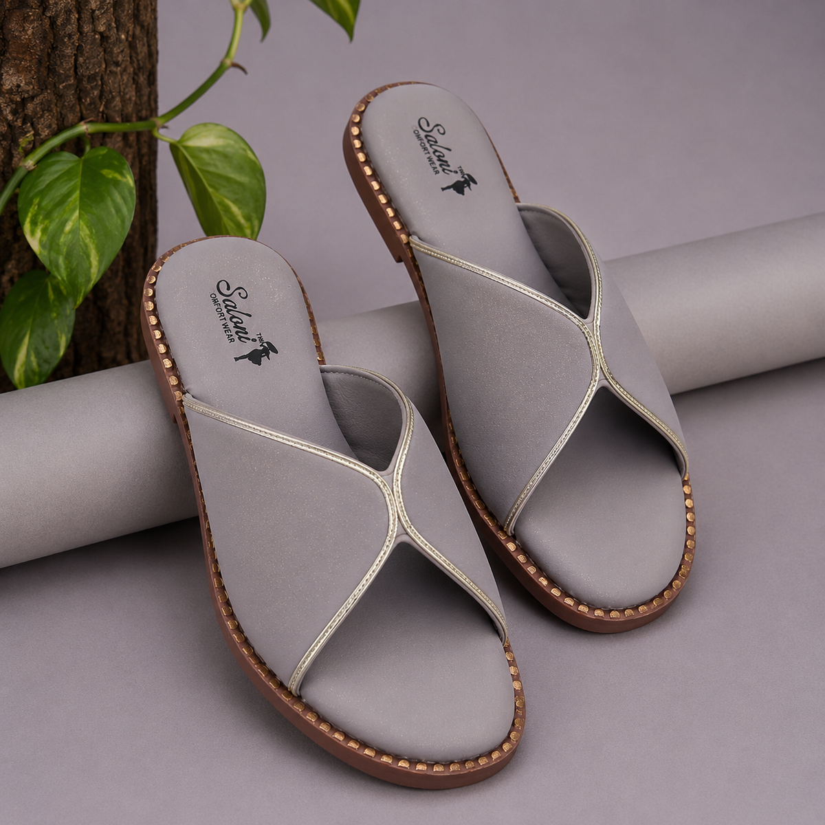 Saloni Comfort Wear Women’s Comfort Sandals Stylish Ladies Chappal with Soft Cushioned Sole & Elegant Gold Trim Casual Daily Wear Footwear